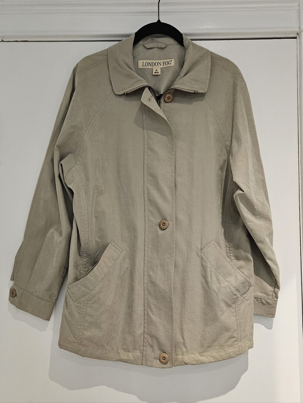 Vintage London Fog Petite Utility Trench Jacket Beige Cream Size M Pet